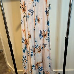 Lulus Floral Maxi Skirt with Blue and Orange Accents